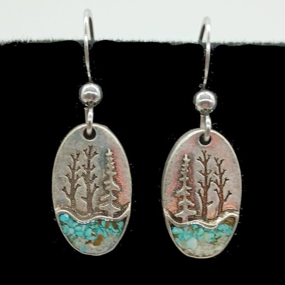 Handcrafted Turquoise Silverplated Drop Earrings